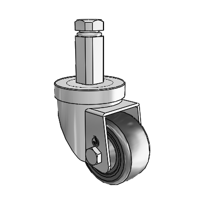 30 Series Square Stem Zinc Swivel Caster with 2.5 x 1.25 Cushion Rubber Wheel