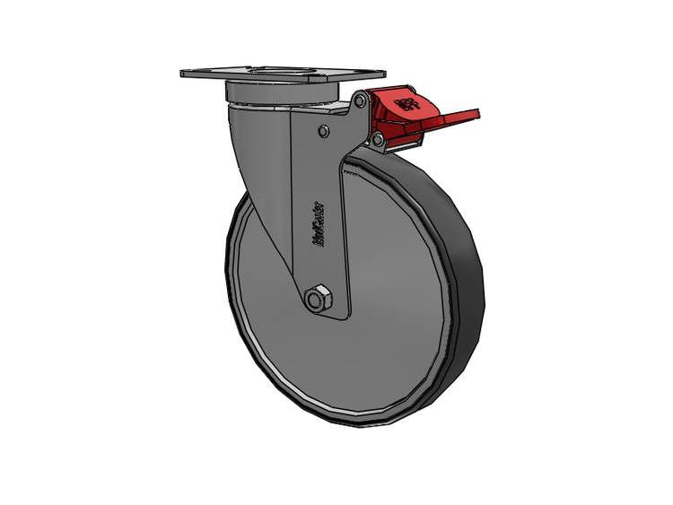 Stainless Steel Hospital Top Plate Swivel Caster with 6 x 1.25 Thermoplastic Rubber Wheel and Total Lock Brake