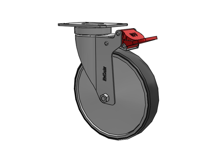 Stainless Steel Hospital Top Plate Swivel Caster with 6 x 1.25 Thermoplastic Rubber Wheel and Total Lock Brake