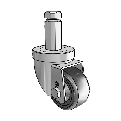 30 Series Square Stem Zinc Swivel Caster with 2.5 x 1.25 Hard Rubber Wheel