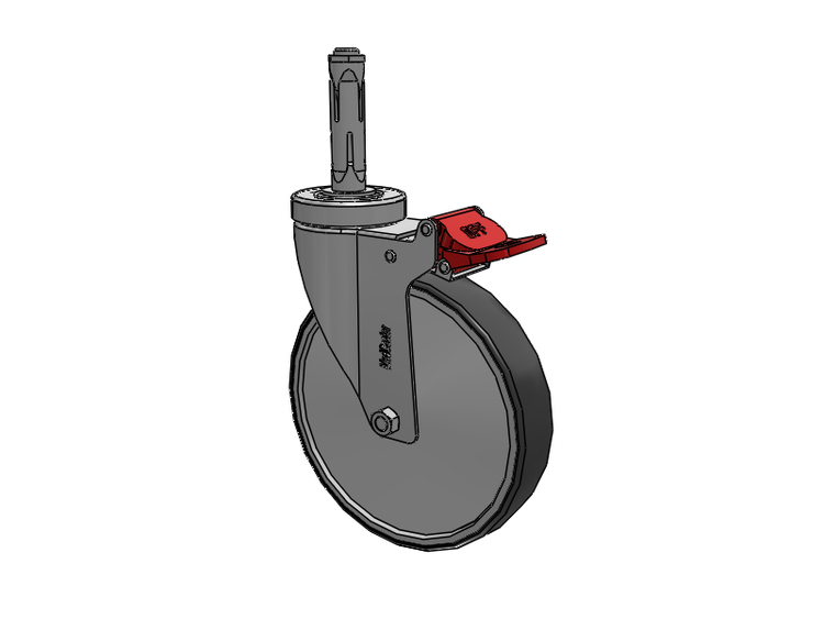Stainless Steel Hospital Round Nylon Expanding Adapters Caster with 6 x 1.25 Thermoplastic Rubber Wheel Total Lock