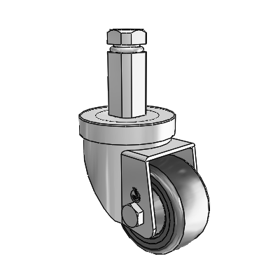 30 Series Square Stem Zinc Swivel Caster with 2.5 x 1.25 Hard Rubber Wheel