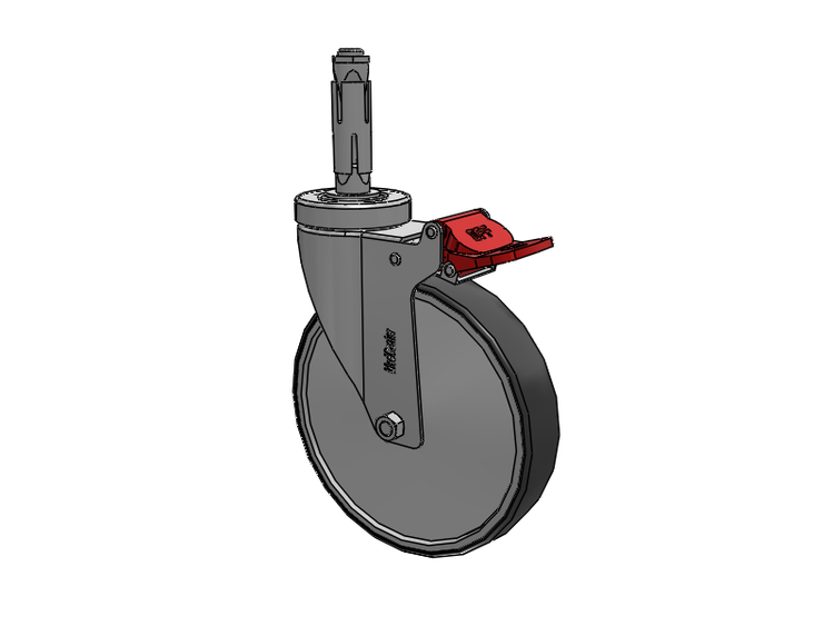 Stainless Steel Hospital Square Nylon Expanding Adapters Caster with 6 x 1.25 Thermoplastic Rubber Wheel Total Lock