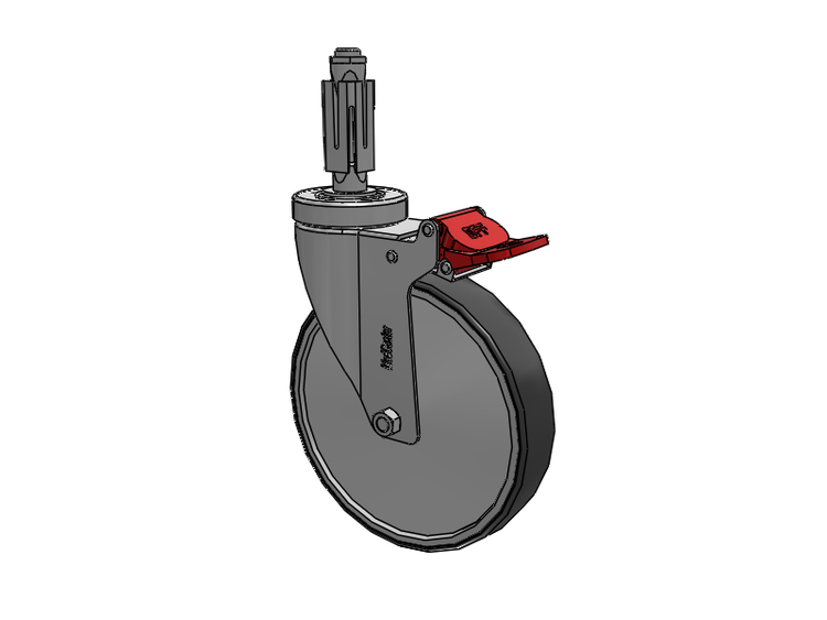 Stainless Steel Hospital Square Nylon Expanding Adapters Caster with 6 x 1.25 Thermoplastic Rubber Wheel Total Lock