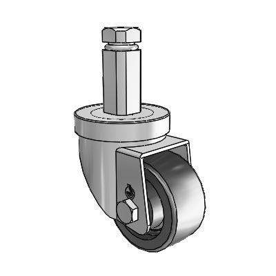 30 Series Square Stem Zinc Swivel Caster with 2.5 x 1.25 Polyolefin Wheel