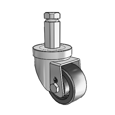 30 Series Square Stem Zinc Swivel Caster with 2.5 x 1.25 Polyolefin Wheel