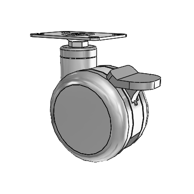 Twin-Med Antistatic Top Plate Swivel Caster with 4 x 2.6094 Thermoplastic Rubber Wheel and Directional Lock Brake