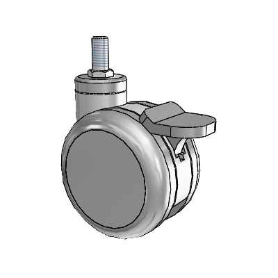 Twin-Med Antistatic Threaded Stem Swivel Caster with 4 x 2.6094 Thermoplastic Rubber Wheel and Directional Lock Brake