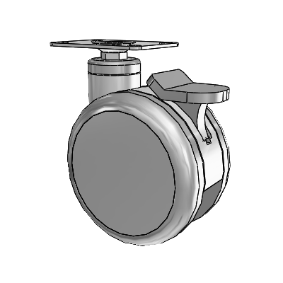 Twin-Med Antistatic Top Plate Swivel Caster with 5 x 3 Thermoplastic Rubber Wheel and Directional Lock Brake