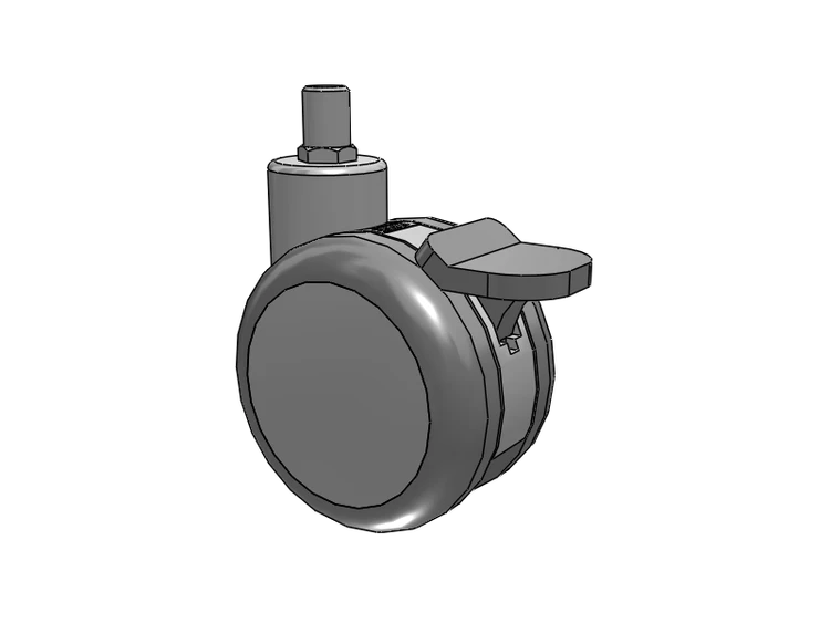 Twin-Med Grey Threaded Stem Swivel Caster with 4 x 2.6094 TPR Wheel and Total Lock Brake