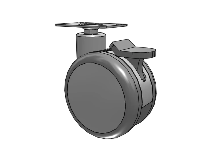 Twin-Med Grey Top Plate Swivel Caster with 5 x 3 TPR Wheel and Total Lock Brake