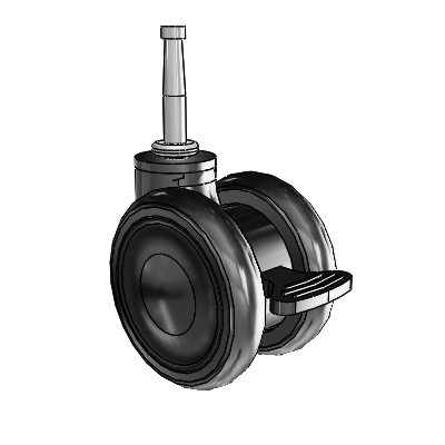 Genesis TW Grip Neck Black Swivel Caster with 2.559 x .55 MonoTech Wheel and Brake