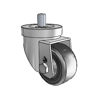 30 Series Threaded Stem Zinc Swivel Caster with 2.5 x 1.25 Cushion Rubber Wheel