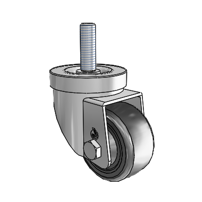 30 Series Threaded Stem Zinc Swivel Caster with 2.5 x 1.25 Cushion Rubber Wheel