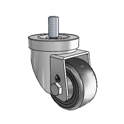 30 Series Threaded Stem Zinc Swivel Caster with 2.5 x 1.25 Hard Rubber Wheel
