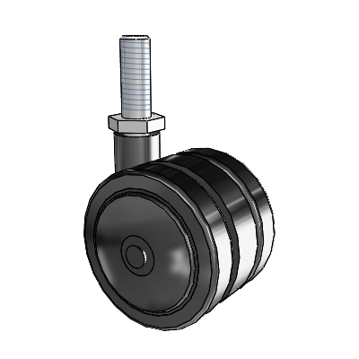 Twin Wheel Threaded Stem Swivel Caster with 2 x 1.5 Black Nylon Wheel