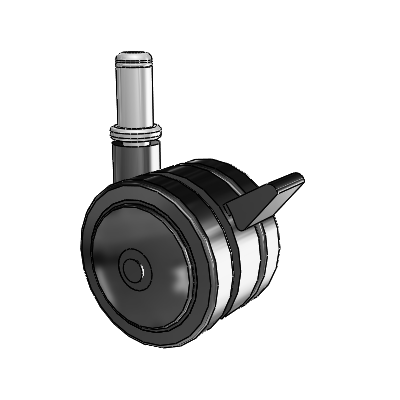 Twin Wheel Grip Ring Stem Swivel Caster with 2 x 1.5 Black Nylon Wheel and Brake