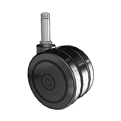Twin Wheel Grip Ring Stem Swivel Caster with 3 x 1.9688 Thermoplastic Rubber Wheel