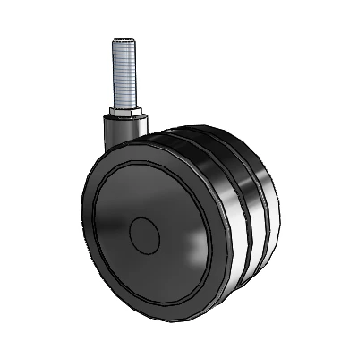 Twin Wheel Threaded Stem Swivel Caster with 4 x 2.25 Black Nylon Wheel