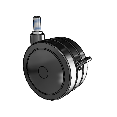 Twin Wheel Threaded Stem Swivel Caster with 4 x 2.25 Black Nylon Wheel and Brake