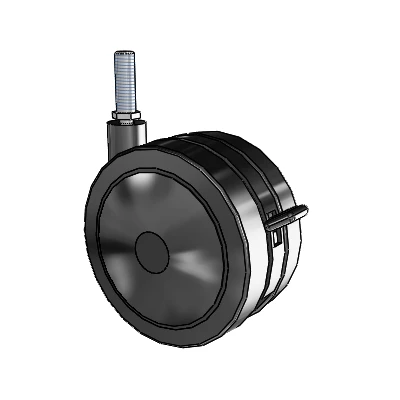 Twin Wheel Threaded Stem Swivel Caster with 5 x 2.625 Black Nylon Wheel and Brake