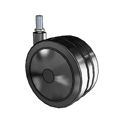 Twin Wheel Threaded Stem Swivel Caster with 5 x 2.625 Black Polyurethane Wheel