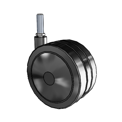 Twin Wheel Threaded Stem Swivel Caster with 5 x 2.625 Black Polyurethane Wheel