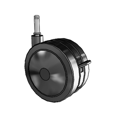 Twin Wheel Grip Ring Stem Swivel Caster with 5 x 2.625 Black Polyurethane Wheel and Brake