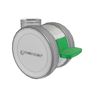 Twist Hollow Kingpin Caster with 100 x 2 TPU (95a) Wheel and Directional Lock Brake