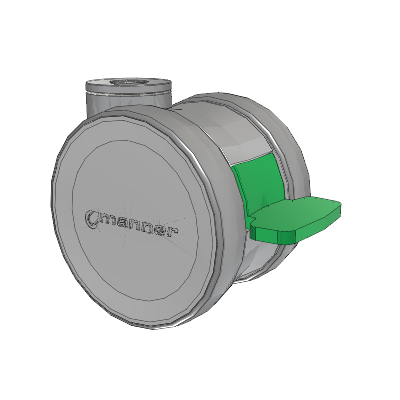 Twist Hollow Kingpin Caster with 100 x 2 TPU (95a) Wheel and Directional Lock Brake