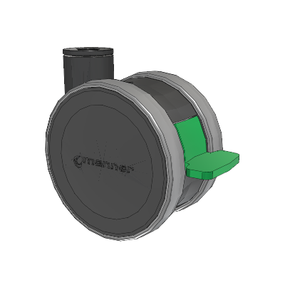 Twist Hollow Kingpin Caster with 125 x 2 TPU (95a) Wheel and Directional Lock Brake