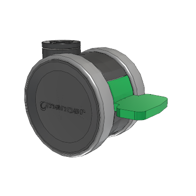 Twist Hollow Kingpin Caster with 75 x 2 TPU (95a) Wheel and Directional Lock Brake