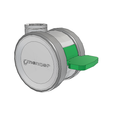 Twist Hollow Kingpin Caster with 75 x 2 TPU (95a) Wheel and Directional Lock Brake