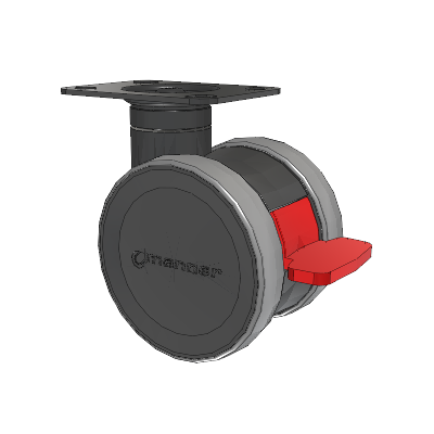 Twist Top Plate Swivel Caster with 100 x 2 TPU (95a) Wheel and Total Lock Brake