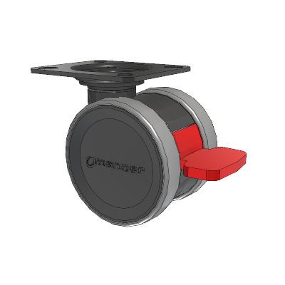 Twist Top Plate Swivel Caster with 75 x 2 TPU (95a) Wheel and Total Lock Brake