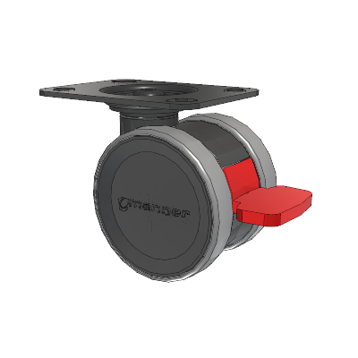 Twist Top Plate Swivel Caster with 75 x 2 TPU (95a) Wheel and Total Lock Brake