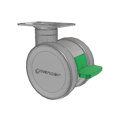Twist Top Plate Swivel Caster with 100 x 2 TPU (95a) Wheel and Directional Lock Brake