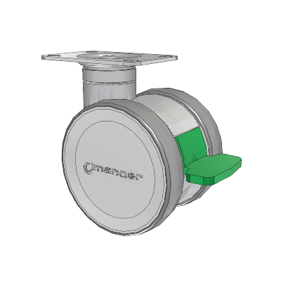 Twist Top Plate Swivel Caster with 100 x 2 TPU (95a) Wheel and Directional Lock Brake