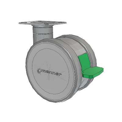 Twist Top Plate Swivel Caster with 125 x 2 TPU (95a) Wheel and Directional Lock Brake