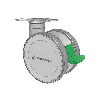 Twist Top Plate Swivel Caster with 125 x 2 TPU (95a) Wheel and Directional Lock Brake