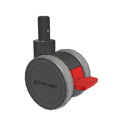 Twist Round Stem Caster with 100 x 2 TPU (95a) Wheel and Total Lock Brake
