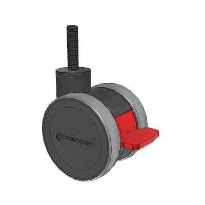Twist Threaded Stem Caster with 100 x 2 TPU (95a) Wheel and Total Lock Brake