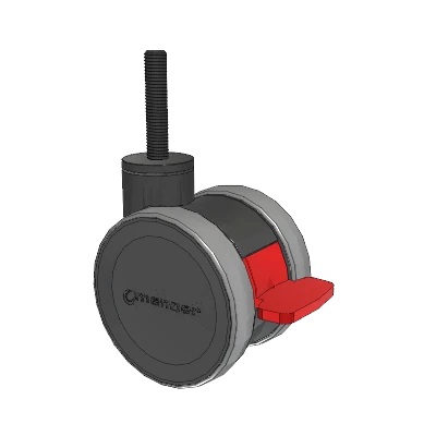 Twist Threaded Stem Caster with 100 x 2 TPU (95a) Wheel and Total Lock Brake