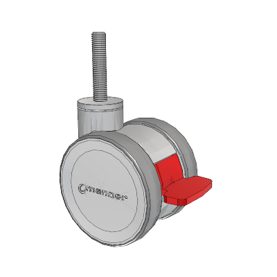 Twist Threaded Stem Caster with 100 x 2 TPU (95a) Wheel and Total Lock Brake