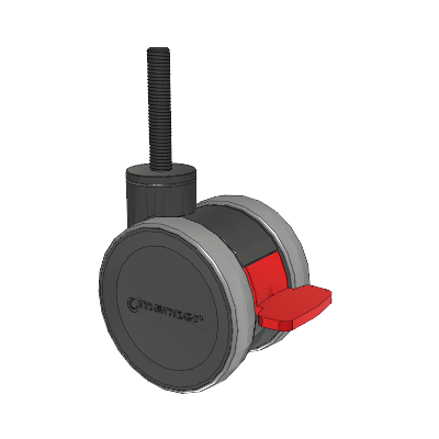 Twist Threaded Stem Caster with 100 x 2 TPU (95a) Wheel and Total Lock Brake