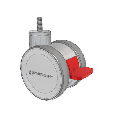 Twist Threaded Stem Caster with 100 x 2 TPU (95a) Wheel and Total Lock Brake