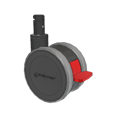 Twist Round Stem Caster with 125 x 2 TPU (95a) Wheel and Total Lock Brake