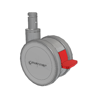 Twist Round Stem Caster with 125 x 2 TPU (95a) Wheel and Total Lock Brake