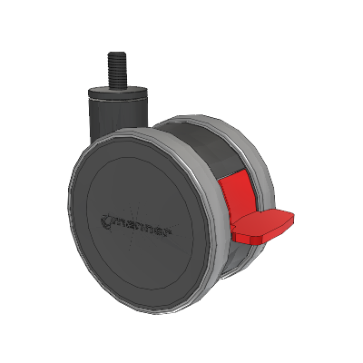 Twist Threaded Stem Caster with 125 x 2 TPU (95a) Wheel and Total Lock Brake
