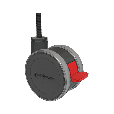 Twist Threaded Stem Caster with 125 x 2 TPU (95a) Wheel and Total Lock Brake